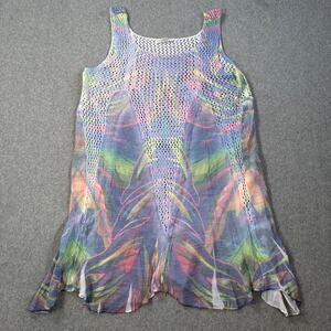 Creations Pastel Crochet Tunic Swim Cover Up Women's One Size Gauzy Tie Dye Y2k